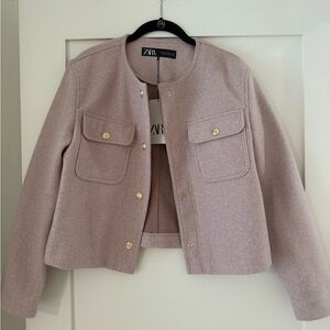 Zara Soft Pocket Women's Blush Pink Jacket Sz M NWT